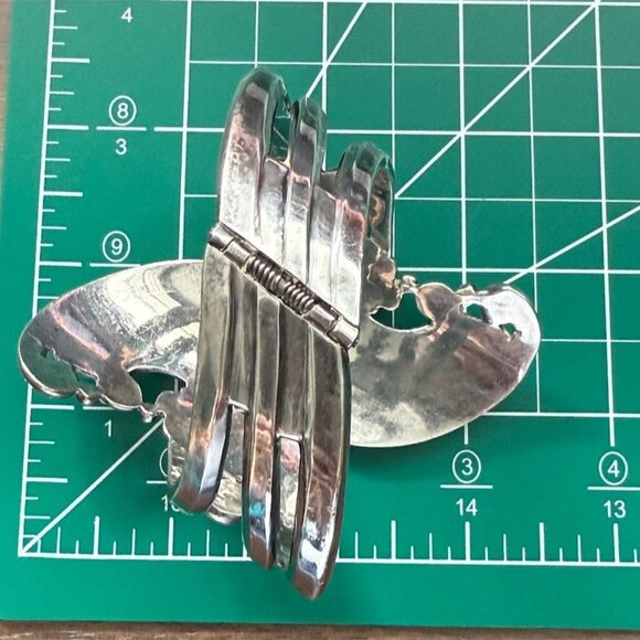 40's Sterling Silver Cuff Los Castillo Margot Taxco Hinged #5632 Art Nouveau Cla - Picture 9 of 12